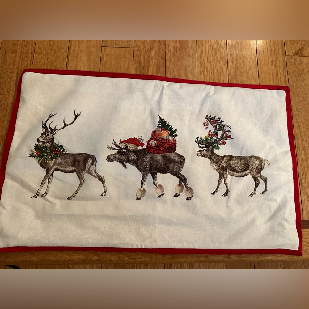 Pottery Barn Silly Stag lumbar holiday pillow